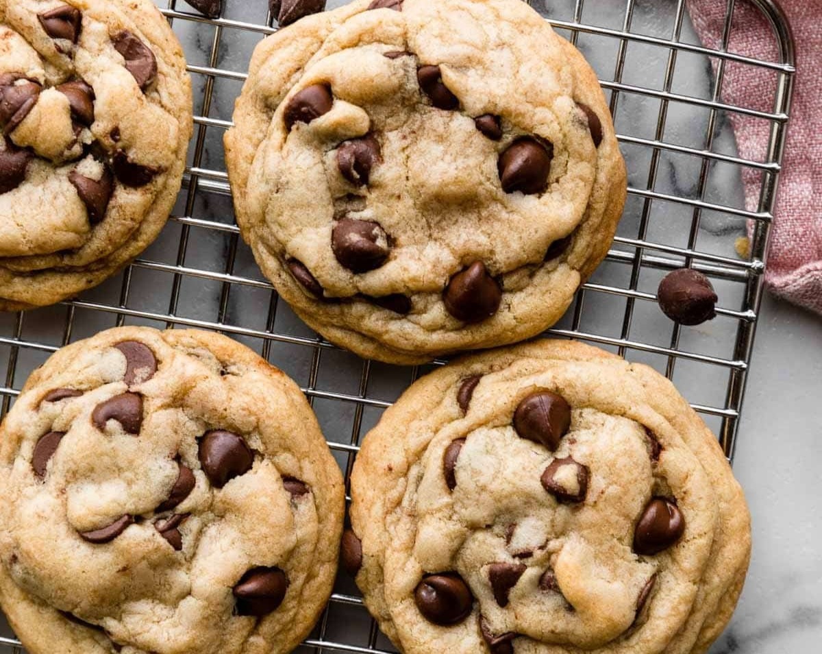 Chewy Chocolate Chip Cookies top view