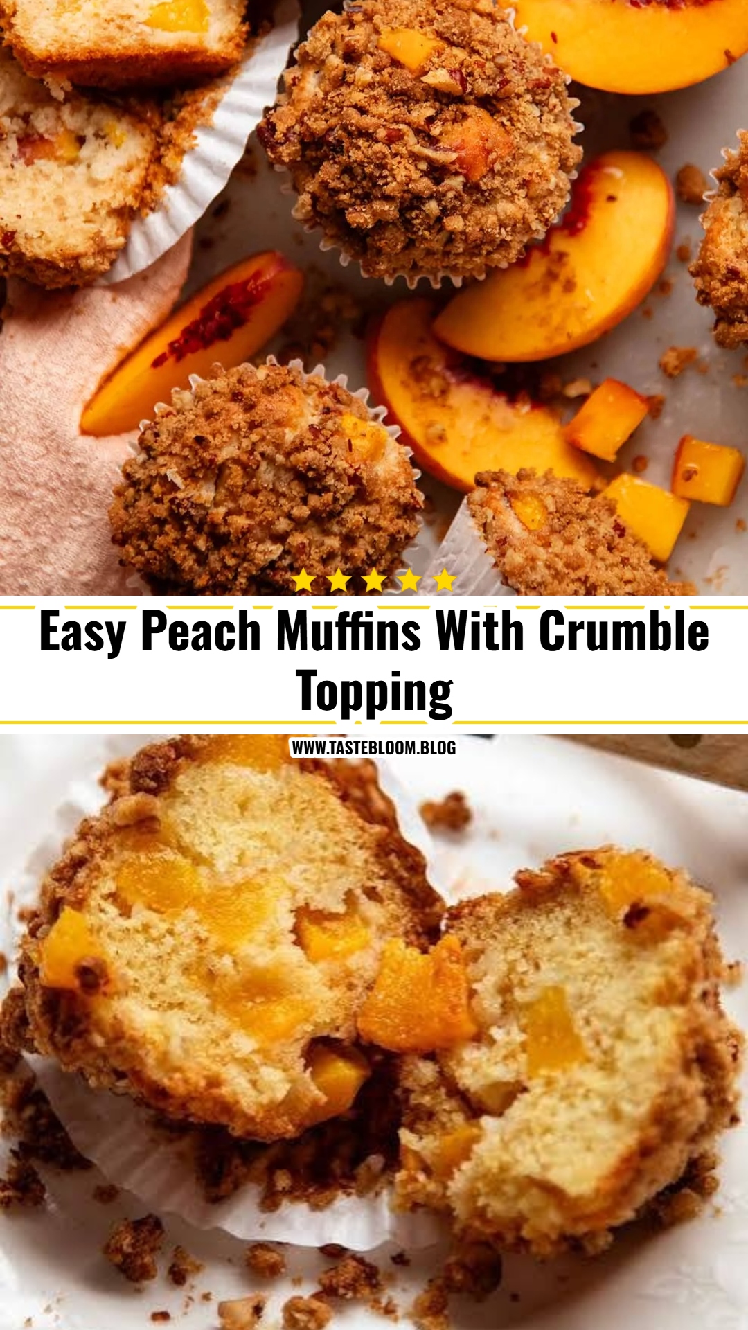 Easy Peach Muffins With Crumble Topping