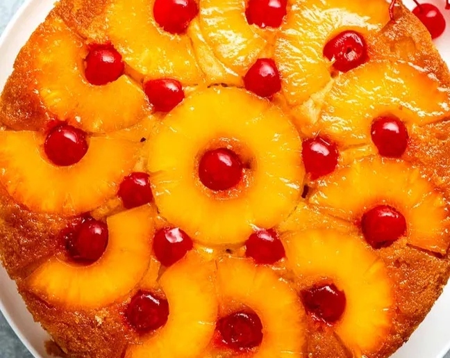 Easy pineapple upside down cake recipe anyone can make top view