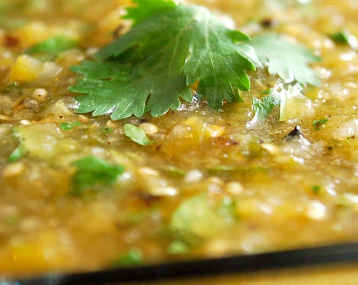 Easy Roasted Tomatillo Salsa Verde Everyone Loves top view