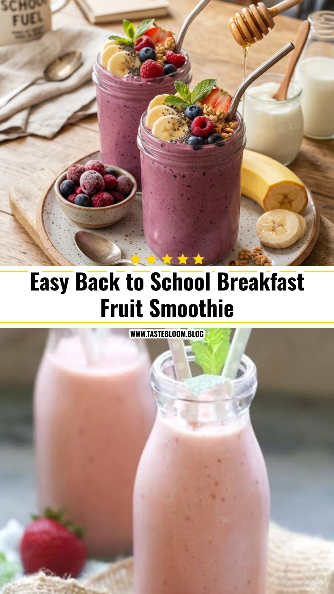 Easy Back to School Breakfast Fruit Smoothie