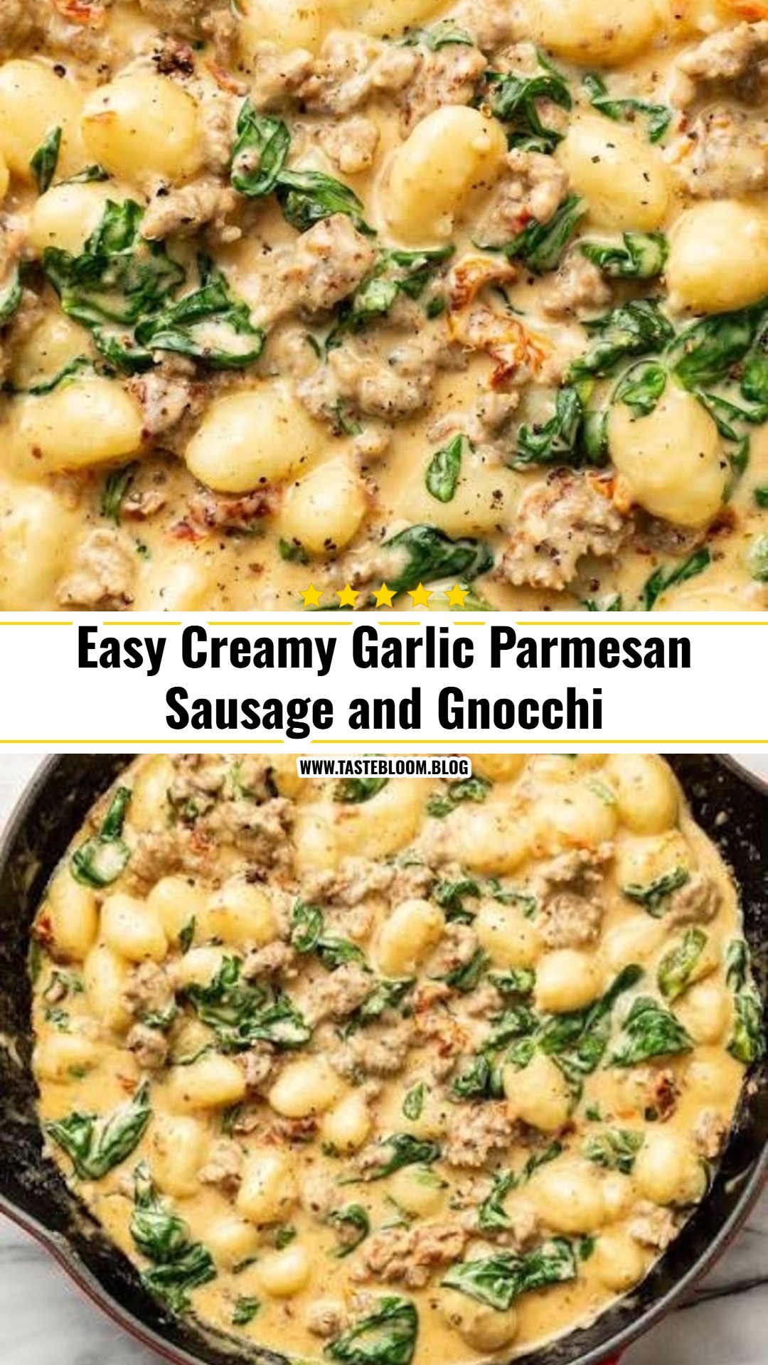 Easy Creamy Garlic Parmesan Sausage and Gnocchi