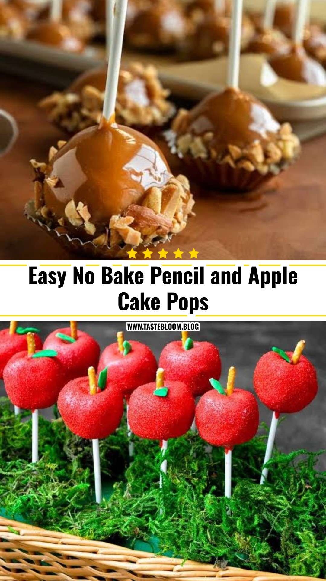 Easy No Bake Pencil and Apple Cake Pops