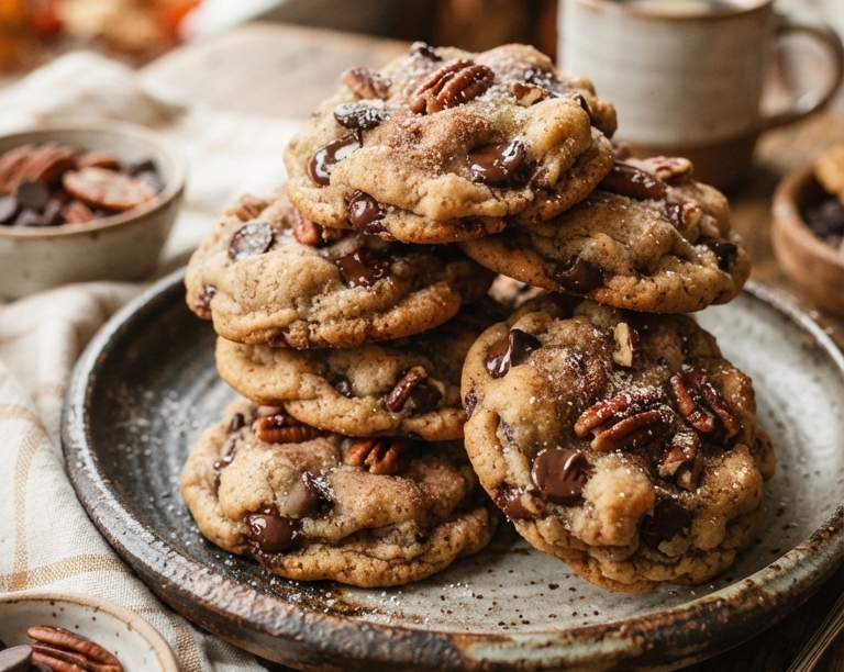 Easy Pecan Chocolate Fall Cookies Everyone Loves top view