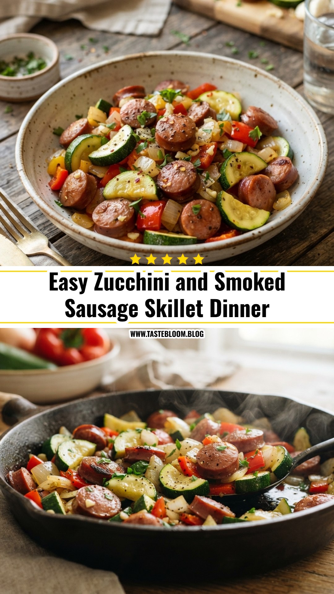 Easy Zucchini and Smoked Sausage Skillet Dinner