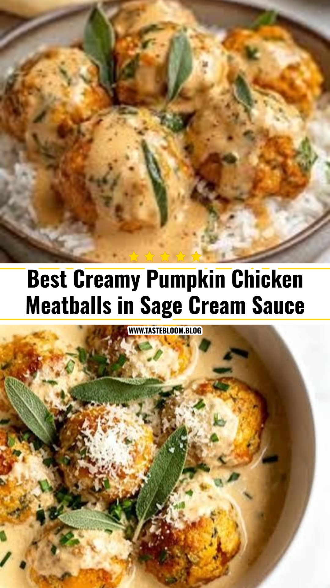 Best Creamy Pumpkin Chicken Meatballs in Sage Cream Sauce