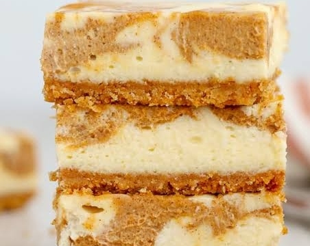 Best Pumpkin Spice Cheesecake Bars with Biscoff Crust top view