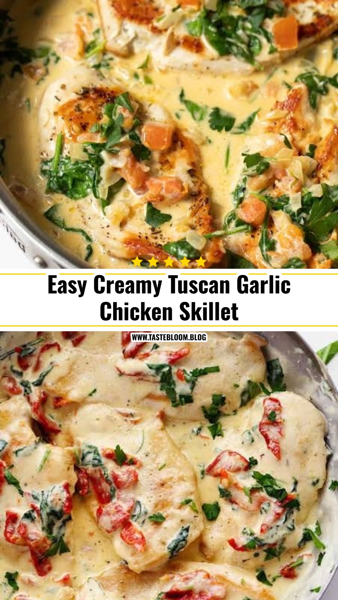Easy Creamy Tuscan Garlic Chicken Skillet