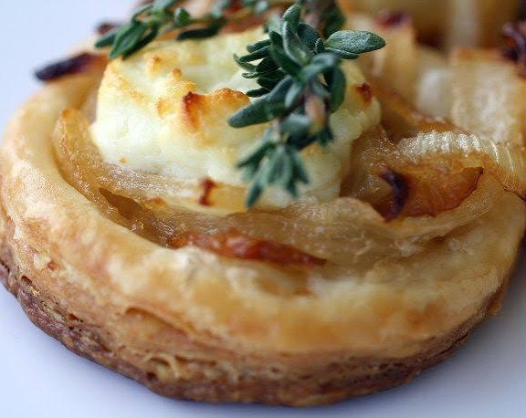 Easy Honey Glazed Goat Cheese Tarts With Edible Pansies top view