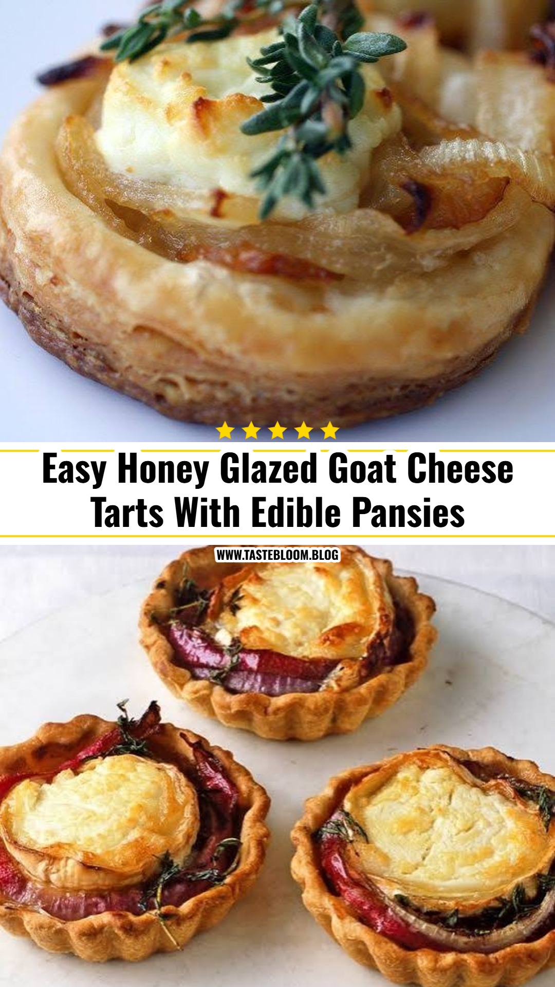 Easy Honey Glazed Goat Cheese Tarts With Edible Pansies