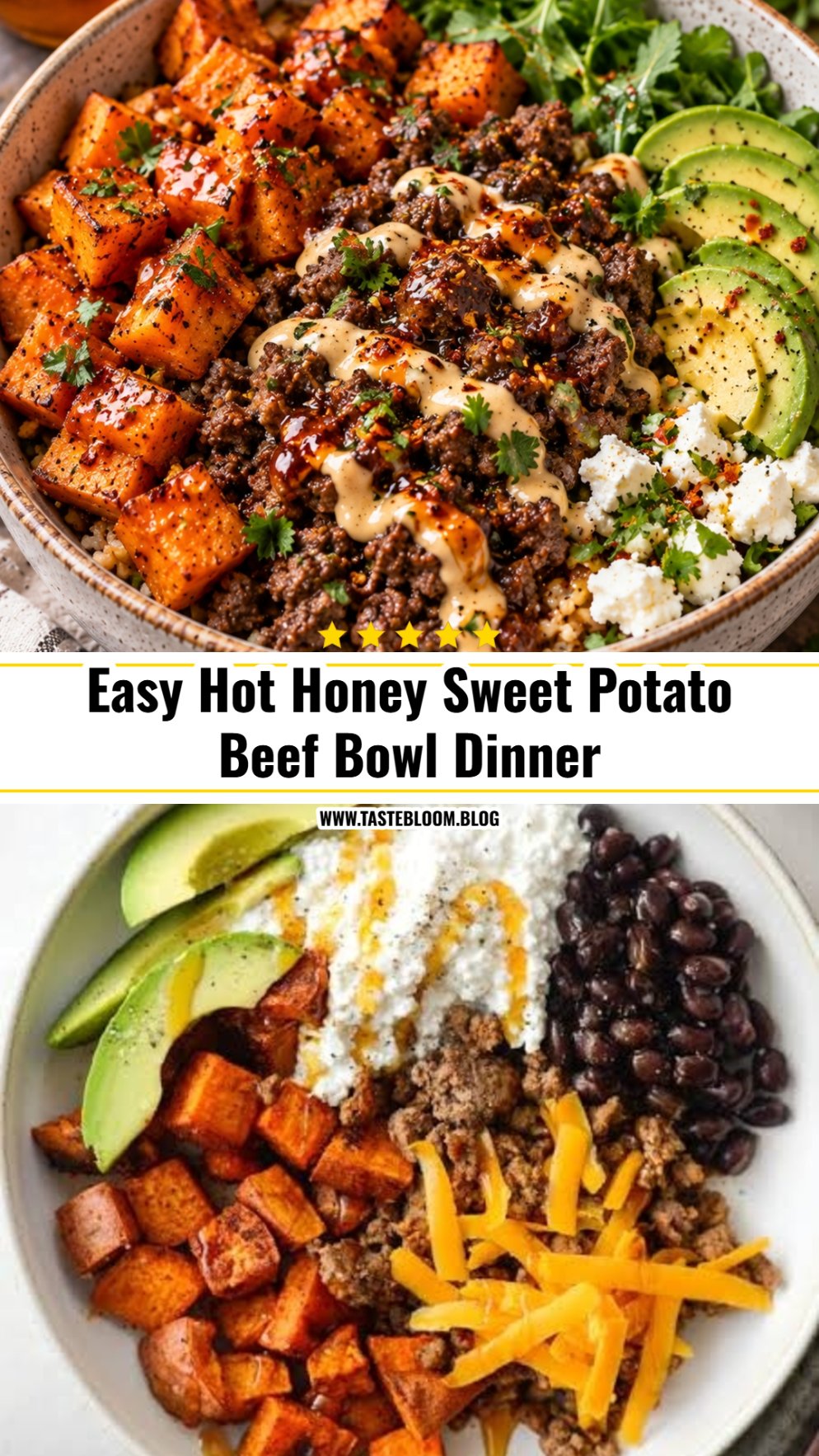 Easy Hot Honey Sweet Potato Beef Bowl Dinner