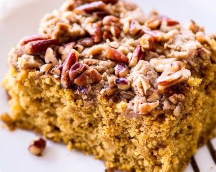 Easy Pumpkin Coffee Cake with Maple Pecan Streusel suggested serving