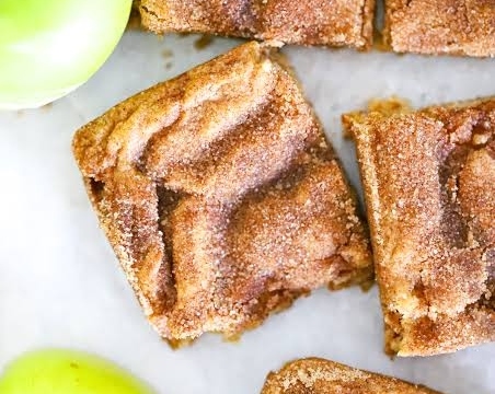Soft and Chewy Apple Snickerdoodle Bars for Fall top view