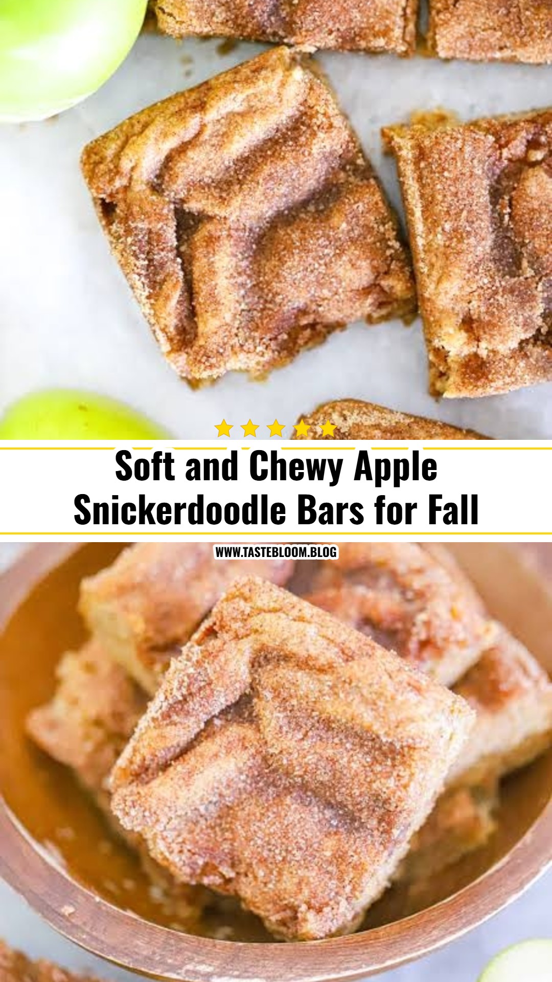 Soft and Chewy Apple Snickerdoodle Bars for Fall