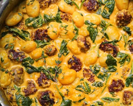 The Best Creamy Pumpkin Sausage Gnocchi Recipe Ever suggested serving