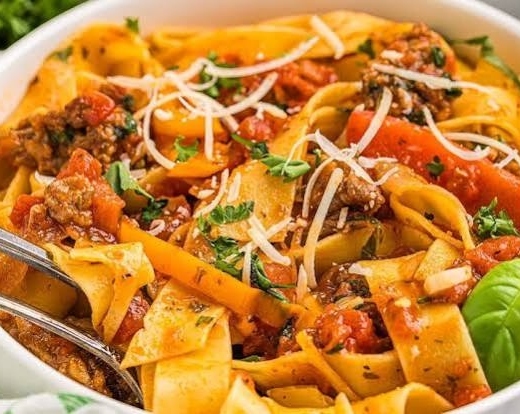 The Best Italian Drunken Noodles Recipe top view