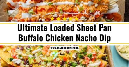 Ultimate Loaded Sheet Pan Buffalo Chicken Nacho Dip