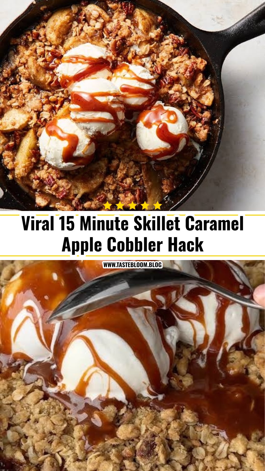 Viral 15 Minute Skillet Caramel Apple Cobbler Hack