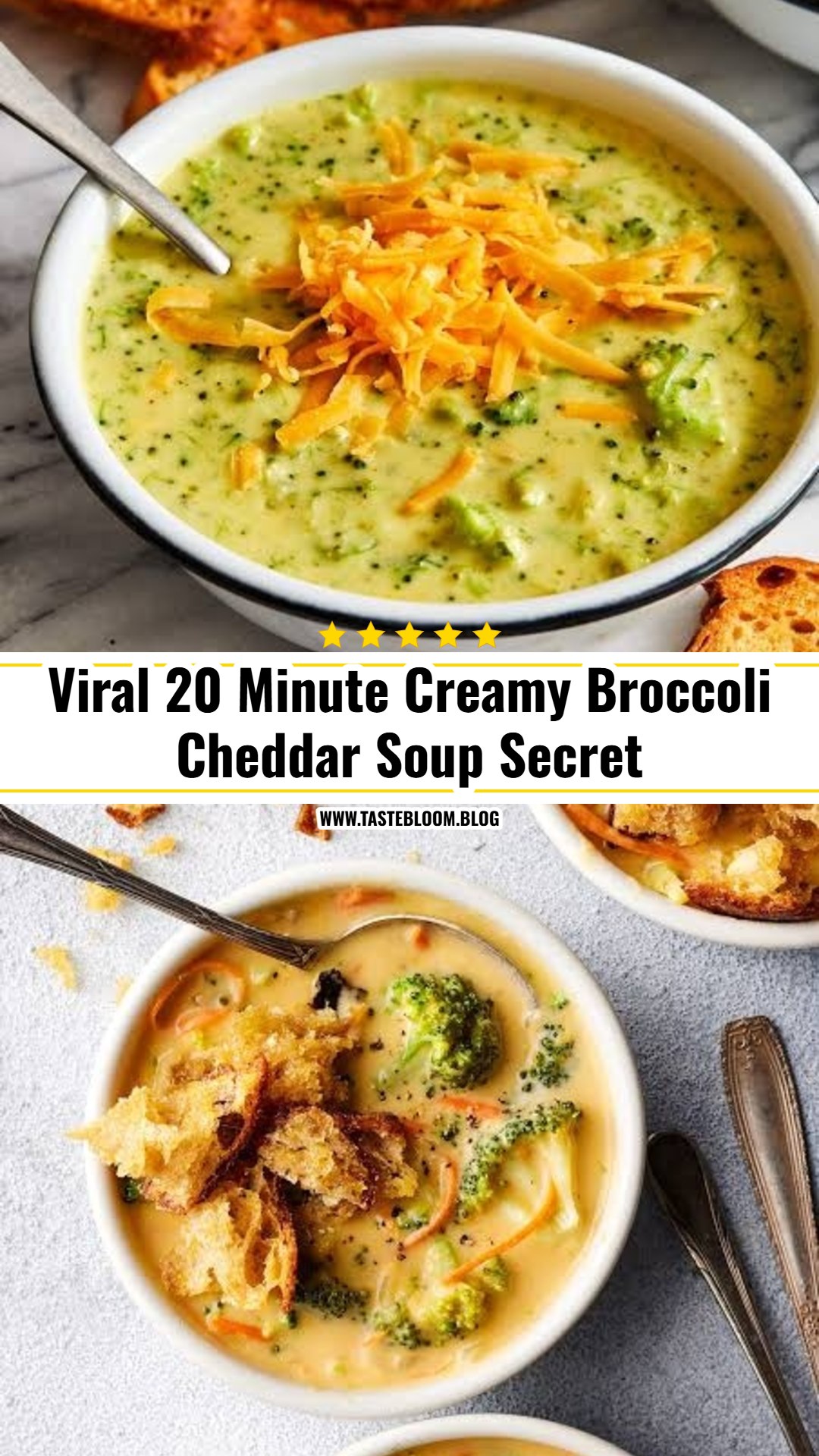 Viral 20 Minute Creamy Broccoli Cheddar Soup Secret