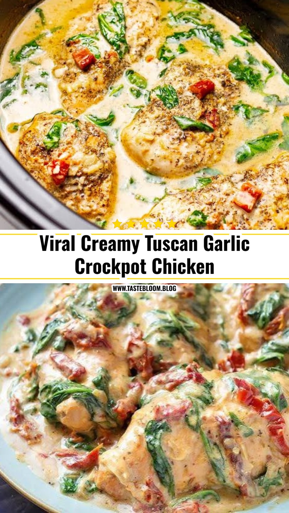 Viral Creamy Tuscan Garlic Crockpot Chicken
