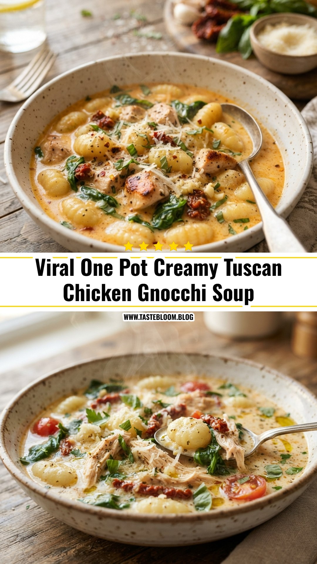 Viral One Pot Creamy Tuscan Chicken Gnocchi Soup